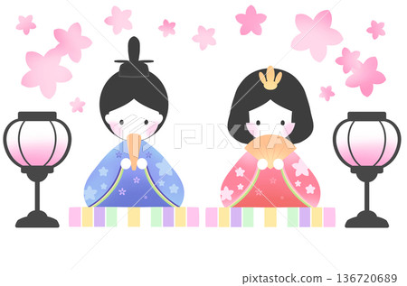 為雛祭(Girls' Day)創作的可愛插畫 為雛祭(Girls' Day)創作的可愛插畫 136720689