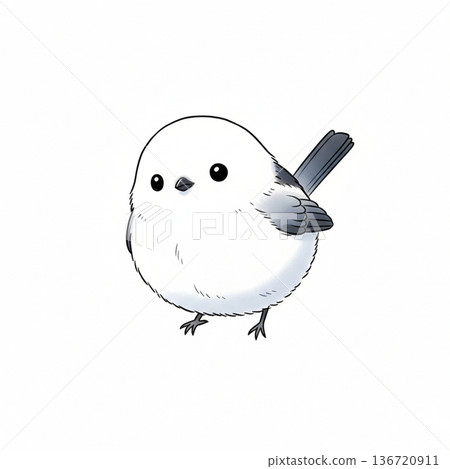 面向前方的長尾山雀插圖 136720911