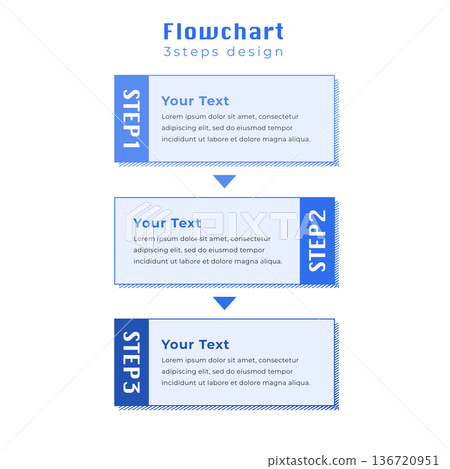 適用於企業的三步驟矩形流程圖藍色簡約模板 136720951