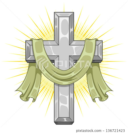 Christian cross with sacred shroud color 136721423