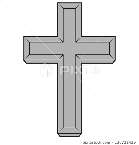 Gray metal cross with thick outline Gray metal cross with thick outline 136721429
