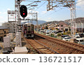 An express train leaving Hankyu Nakayama Kannon Station heading towards Takarazuka 136721517
