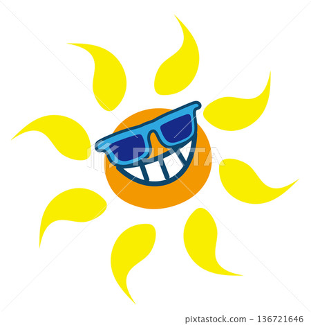Smiling sun icon with sunglasses 136721646