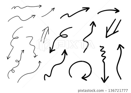 向量筆手繪箭頭設定黑白 136721777