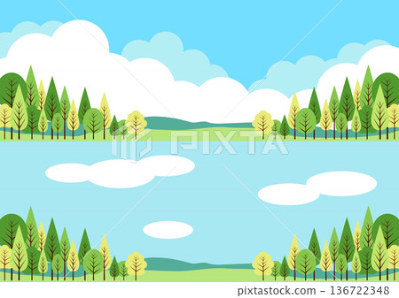 Nature banner set, cute, simple, illustration, background 136722348