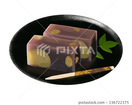 栗子羊羹(黑色盤子,附竹牙籤) 栗子羊羹(黑色盤子,附竹牙籤) 136722375