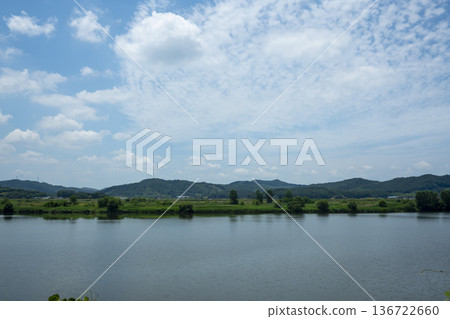 Bicycle path along the Geumgang River 136722660