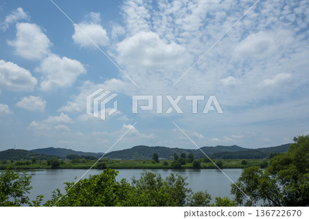 Bicycle path along the Geumgang River 136722670