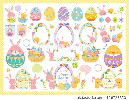 可愛的復活節插圖集 136722850