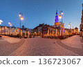 Dawn Market Square With Illuminated Town Hall In Poznan Poland 136723067