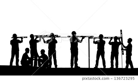 Black Solid Spirit Level Check Silhouettes Set of Six on White Background Black Solid Spirit Level Check Silhouettes Set of Six on White Background 136723295