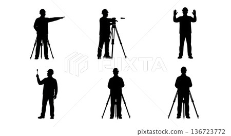 Black Solid Surveyor Wave Arms Silhouettes Set of Six on White Background Black Solid Surveyor Wave Arms Silhouettes Set of Six on White Background 136723772