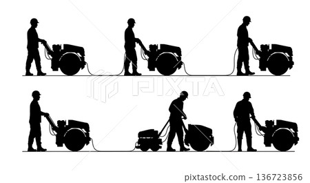 Black Solid Trench Roller Remote Silhouettes Set of Six on White Background Black Solid Trench Roller Remote Silhouettes Set of Six on White Background 136723856
