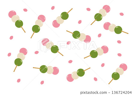 三色餃子節日本甜點插圖向量圖 三色餃子節日本甜點插圖向量圖 136724204