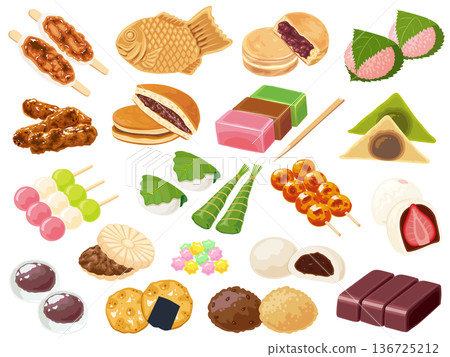 Japanese sweets illustration set 136725212