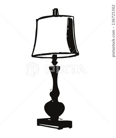 Elegant table lamp with classic design and simple white shade for home interior decor Elegant table lamp with classic design and simple white shade for home interior decor 136725302
