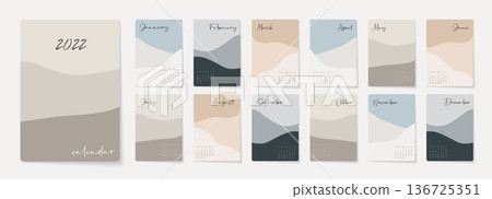 Very simple style abstract background mountain red block direct design moon cover, box cover, article book, writing book, waiting list, memo box, diary material piece 136725351