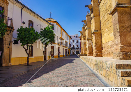 Spain, Cordoba, exterior of the Mezquita against the blue sky Spain, Cordoba, exterior of the Mezquita against the blue sky 136725371
