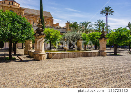 Spain, Cordoba, Mezquita courtyard against the blue sky Spain, Cordoba, Mezquita courtyard against the blue sky 136725380