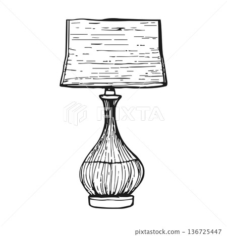 Elegant table lamp design with unique shade and decorative base for home interior decoration purposes Elegant table lamp design with unique shade and decorative base for home interior decoration purposes 136725447