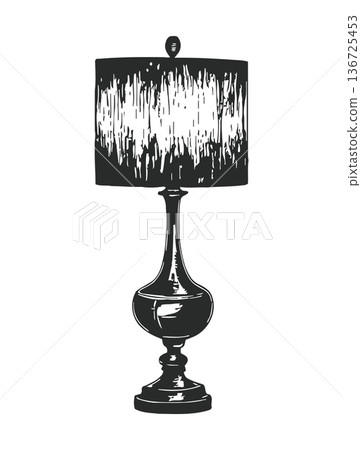 Elegant table lamp with unique shade and decorative base for modern home interior design 136725453