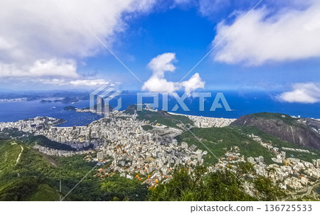 Rio de Janeiro Brazil Panorama View City Skyline Beach Mountains. Rio de Janeiro Brazil Panorama View City Skyline Beach Mountains. 136725533