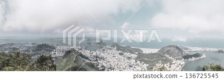 Rio de Janeiro Brazil Panorama View City Skyline Beach Mountains. 136725545