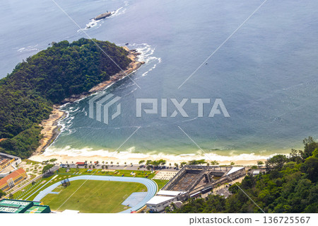 Rio de Janeiro Brazil Panorama View City Skyline Beach Mountains. Rio de Janeiro Brazil Panorama View City Skyline Beach Mountains. 136725567