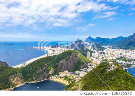Rio de Janeiro Brazil Panorama View City Skyline Beach Mountains. Rio de Janeiro Brazil Panorama View City Skyline Beach Mountains. 136725577