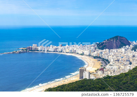 Rio de Janeiro Brazil Panorama View City Skyline Beach Mountains. Rio de Janeiro Brazil Panorama View City Skyline Beach Mountains. 136725579