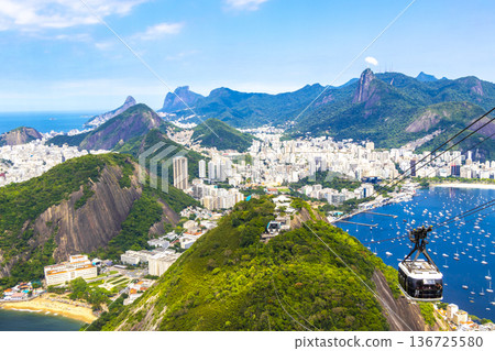 Rio de Janeiro Brazil Panorama View City Skyline Beach Mountains. Rio de Janeiro Brazil Panorama View City Skyline Beach Mountains. 136725580