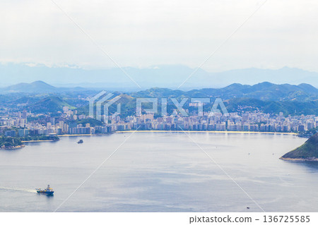Rio de Janeiro Brazil Panorama View City Skyline Beach Mountains. 136725585