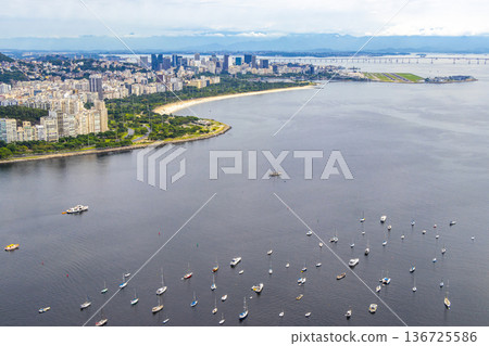 Rio de Janeiro Brazil Panorama View City Skyline Beach Mountains. Rio de Janeiro Brazil Panorama View City Skyline Beach Mountains. 136725586