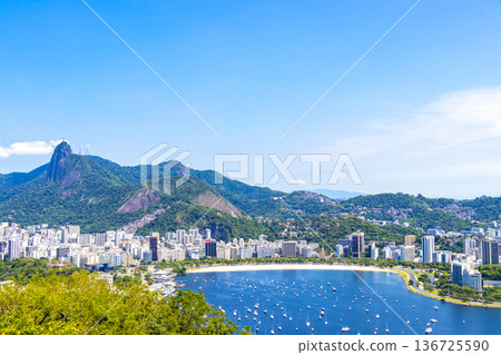 Rio de Janeiro Brazil Panorama View City Skyline Beach Mountains. 136725590