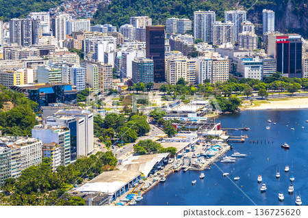 Rio de Janeiro Brazil Panorama View City Skyline Beach Mountains. 136725620