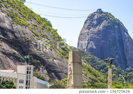 Sugarloaf mountain and sea nature panorama Rio de Janeiro Brazil. Sugarloaf mountain and sea nature panorama Rio de Janeiro Brazil. 136725626