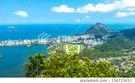 Rio de Janeiro Brazil Panorama View City Skyline Beach Mountains. Rio de Janeiro Brazil Panorama View City Skyline Beach Mountains. 136725631