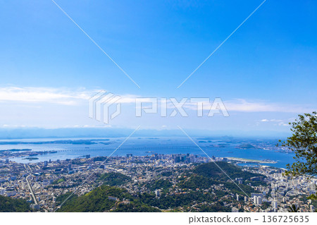 Rio de Janeiro Brazil Panorama View City Skyline Beach Mountains. Rio de Janeiro Brazil Panorama View City Skyline Beach Mountains. 136725635