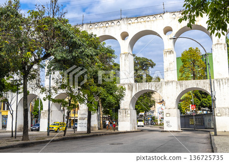 Rio de Janeiro Brazil City Arcos da Lapa bridge arches. 136725735