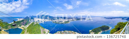 Rio de Janeiro Brazil Panorama View City Skyline Beach Mountains. 136725748