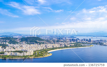 Rio de Janeiro Brazil Panorama View City Skyline Beach Mountains. Rio de Janeiro Brazil Panorama View City Skyline Beach Mountains. 136725759