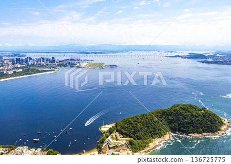 Rio de Janeiro Brazil Panorama View City Skyline Beach Mountains. Rio de Janeiro Brazil Panorama View City Skyline Beach Mountains. 136725775
