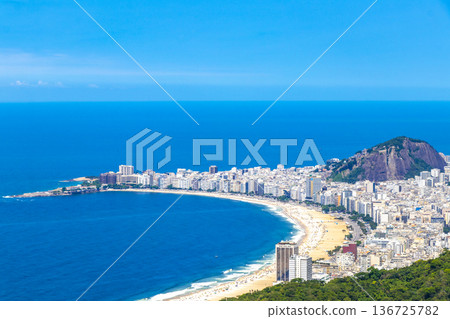 Rio de Janeiro Brazil Panorama View City Skyline Beach Mountains. 136725782