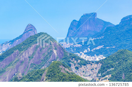 Rio de Janeiro Brazil Panorama View City Skyline Beach Mountains. 136725785
