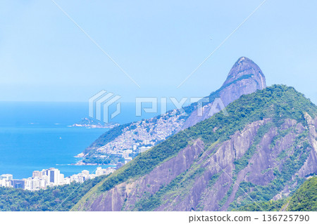 Rio de Janeiro Brazil Panorama View City Skyline Beach Mountains. 136725790