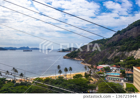 Rio de Janeiro Brazil Panorama View City Skyline Beach Mountains. Rio de Janeiro Brazil Panorama View City Skyline Beach Mountains. 136725944