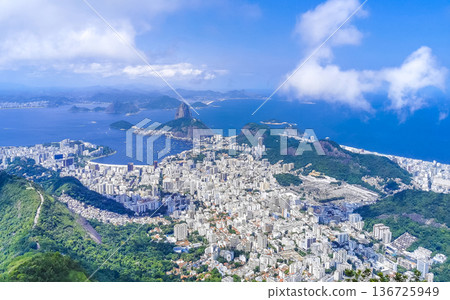 Rio de Janeiro Brazil Panorama View City Skyline Beach Mountains. Rio de Janeiro Brazil Panorama View City Skyline Beach Mountains. 136725949