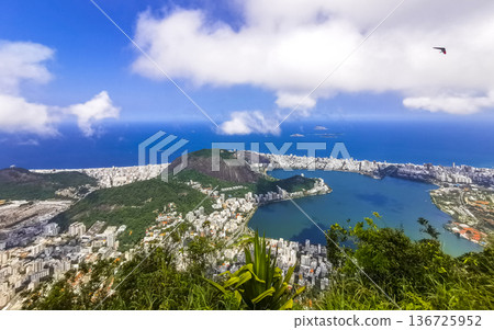 Rio de Janeiro Brazil Panorama View City Skyline Beach Mountains. Rio de Janeiro Brazil Panorama View City Skyline Beach Mountains. 136725952