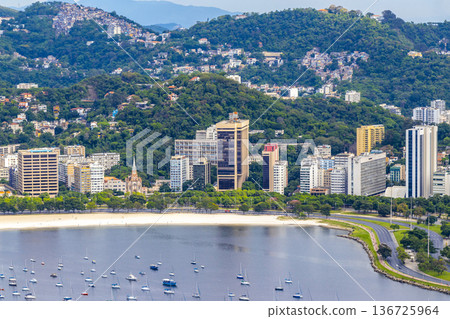 Rio de Janeiro Brazil Panorama View City Skyline Beach Mountains. Rio de Janeiro Brazil Panorama View City Skyline Beach Mountains. 136725964