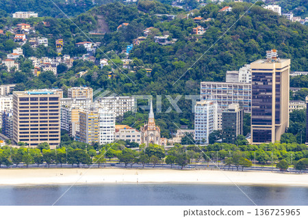 Rio de Janeiro Brazil Panorama View City Skyline Beach Mountains. Rio de Janeiro Brazil Panorama View City Skyline Beach Mountains. 136725965